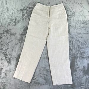 Talbots Irish Linen High Waisted Trousers Womens Size 8 Natural Oatmeal Color